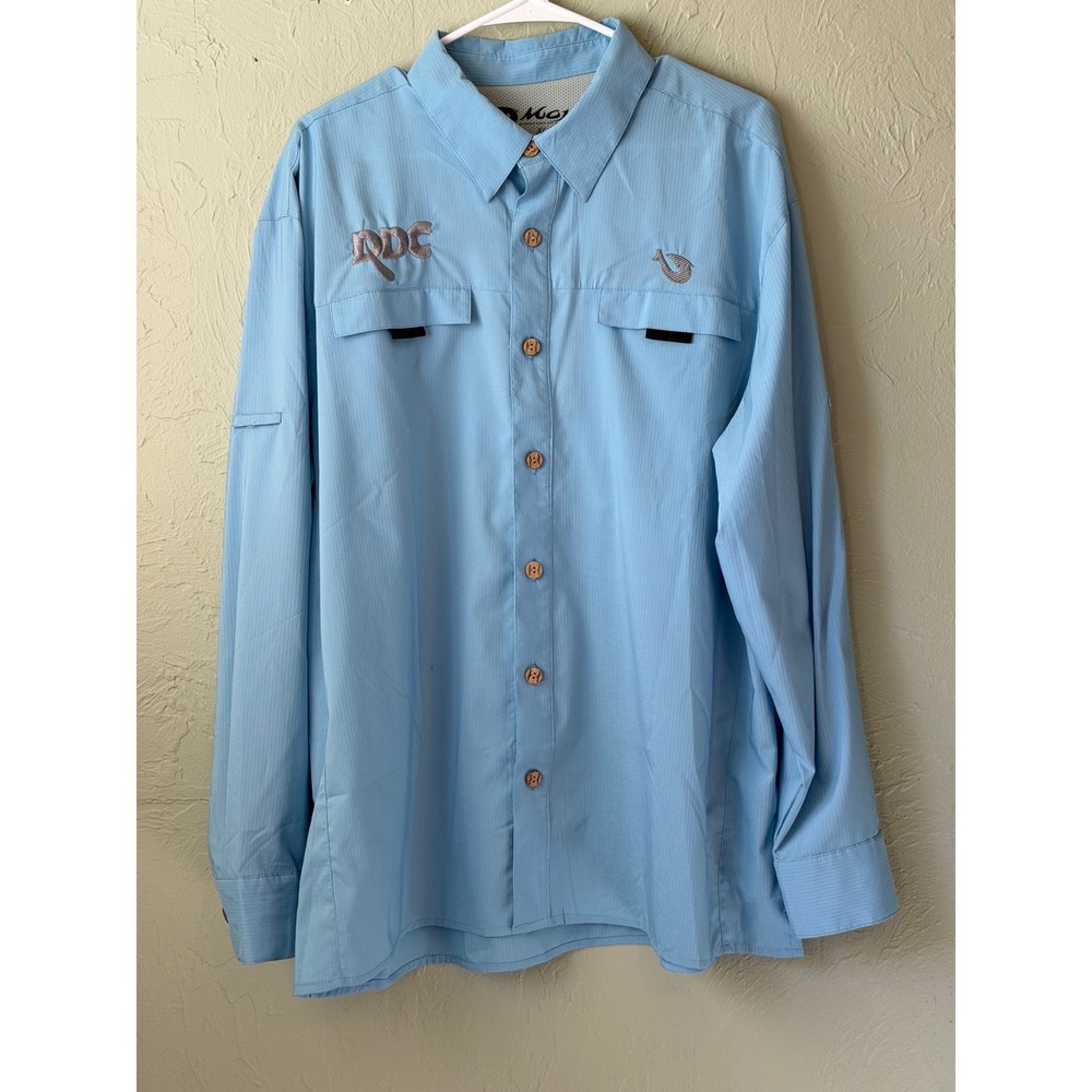 Mojo Sportswear Co Mens XL Blue Long Sleeve Fishing‎ Shirt Ripstop